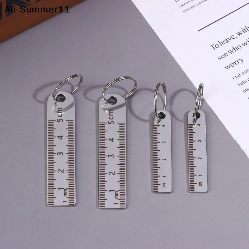【WgA】Stainless Steel Mini Ruler With Keychain - Measuring Tool For Office And School Supplies (Anti-loss Measuring Ruler)