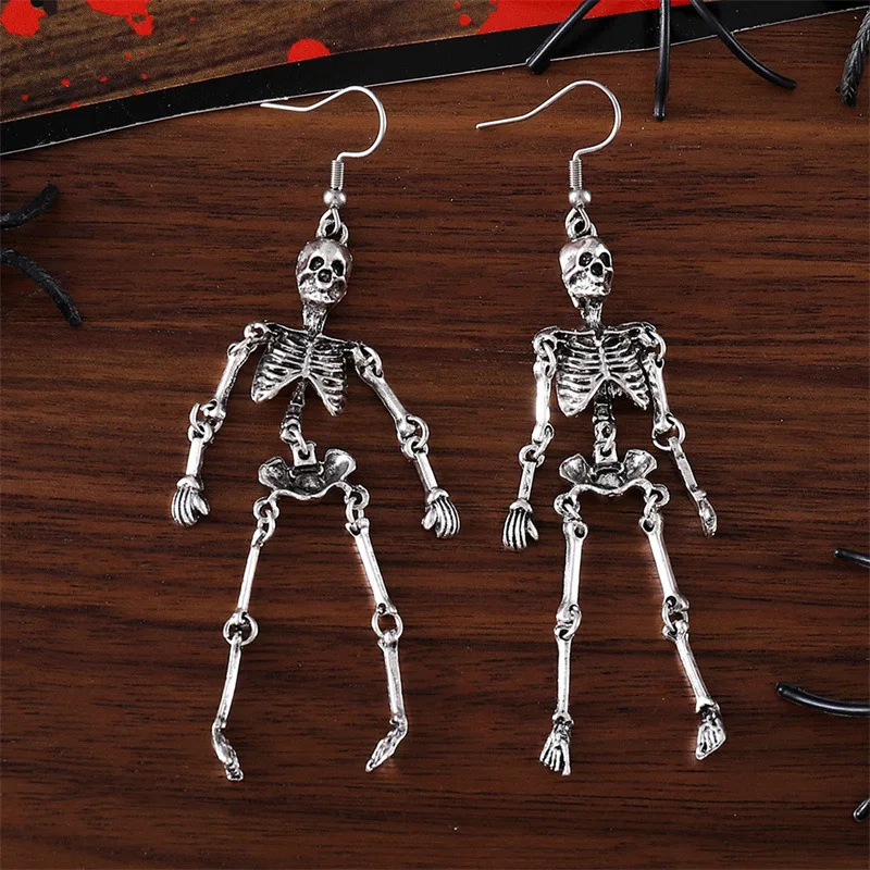 

DIY accessories Amazon hot-selling creative Halloween humanoid skull earrings personalized exaggerated retro old skeleton alloy