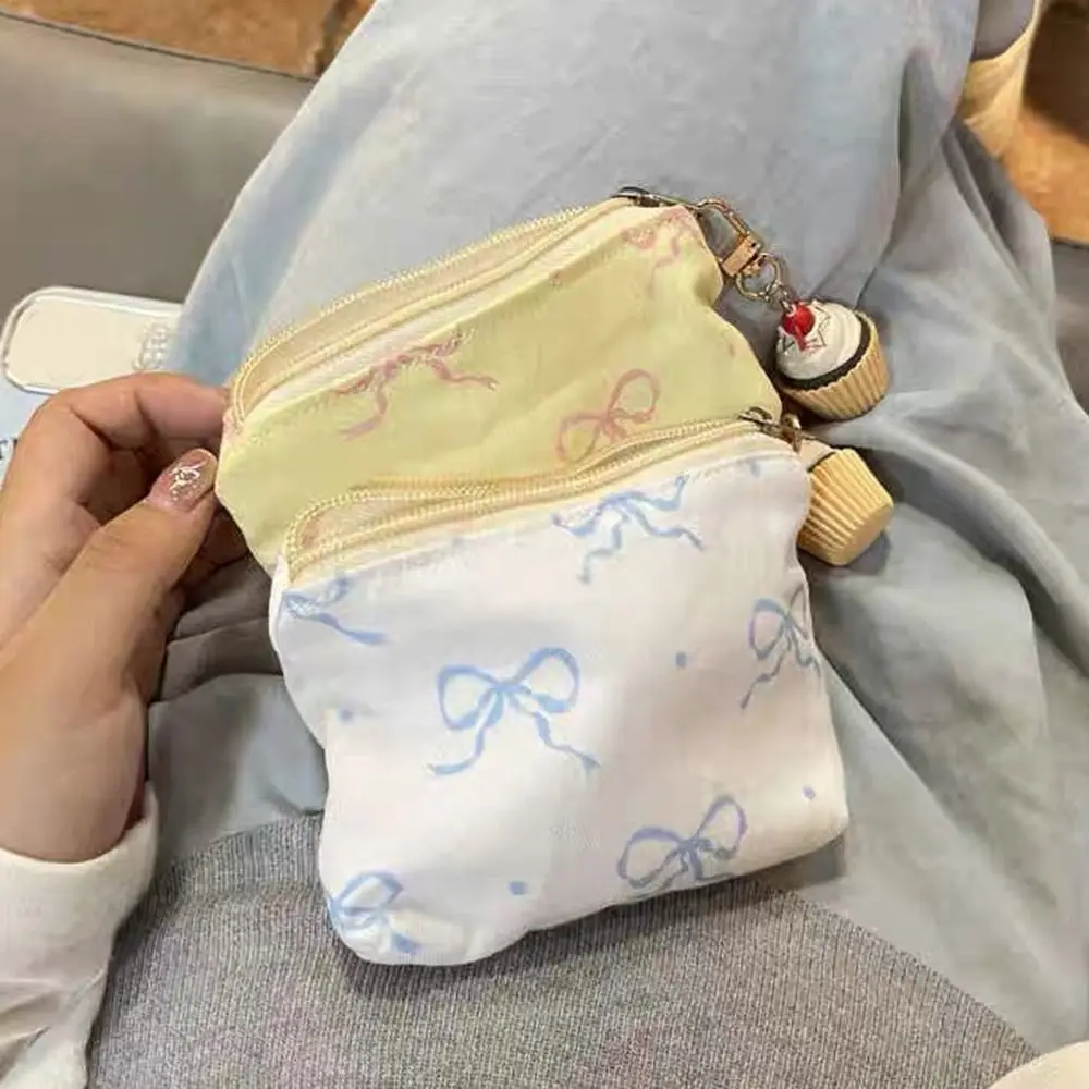 

Модный кошелек для монет с бантом, многофункциональный кошелек для карт большой емкости, сумка для гигиенических прокладок из хлопчатобумажной ткани