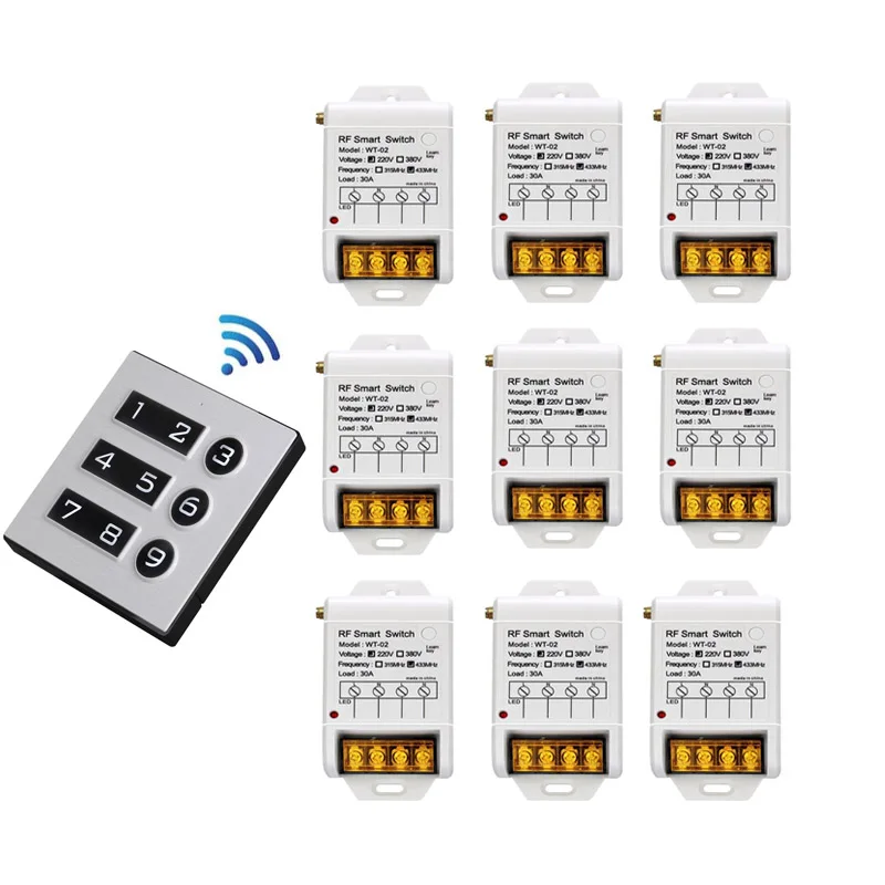 RF Wireless AC 220V Remote Control Switch 1 CH  30 A  Receiver Transmitter 433 MHZ  pump  lighting universal wall panel smart