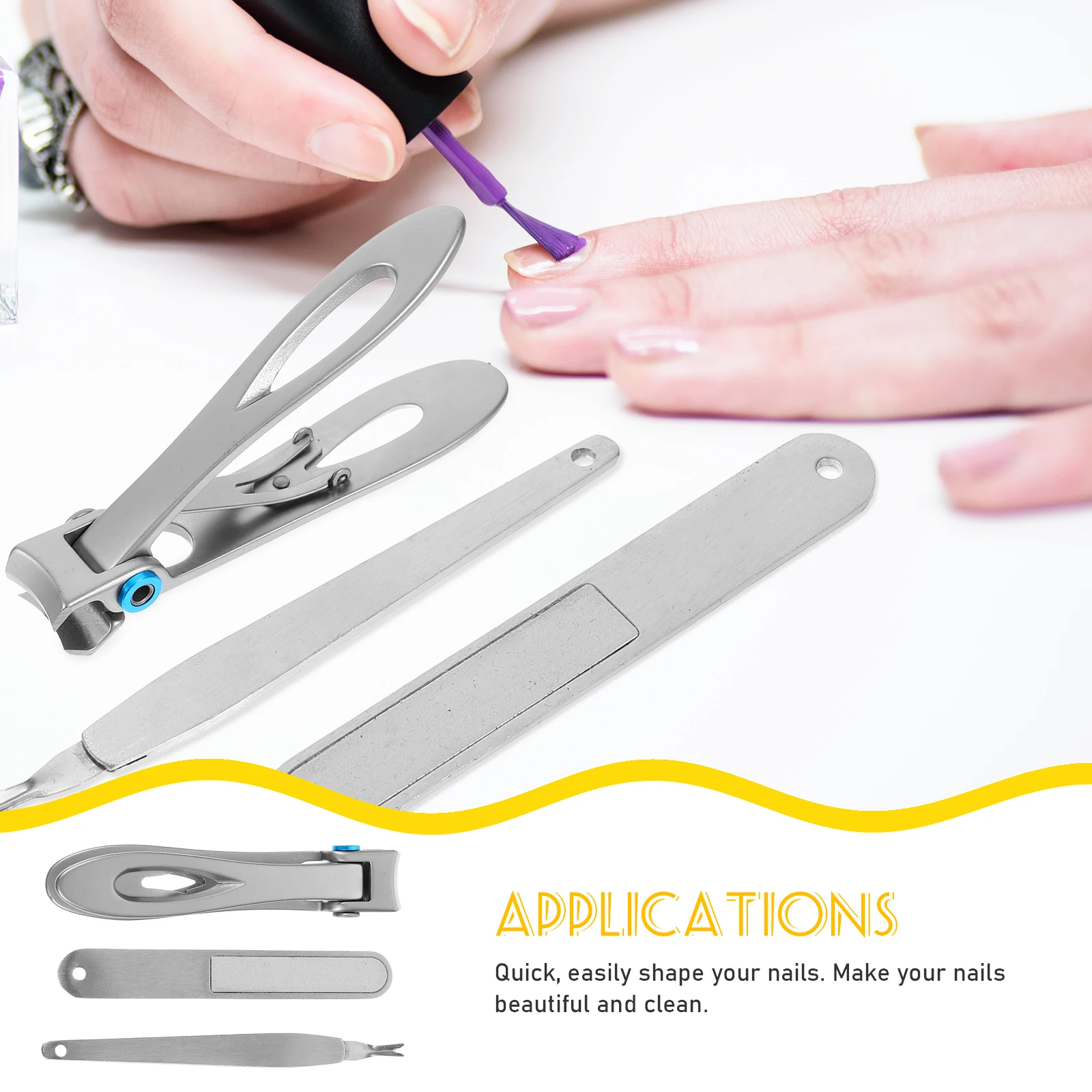 

3 PCS Stainless Steel Nail Clipper Set Trimmer Toe Finger Manicure Clippers Tin Box