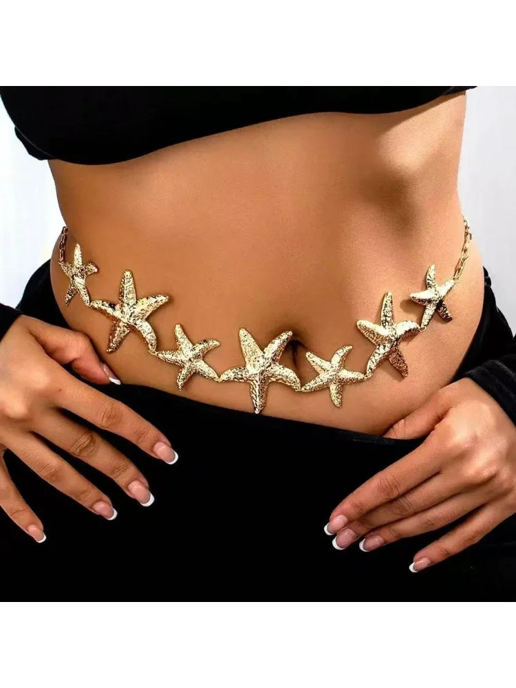 ヨーロッパとアメリカのクロスボーダーヒトデスプライシングウエストチェーン女性のための甘くてクールな女の子パーソナライズされたデザインベルトファッション