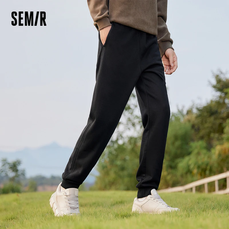 Semir Casual Pants Men 2024 Winter New Heating and Bacteriostatic Fleece Loose Cuffed Pants Couple