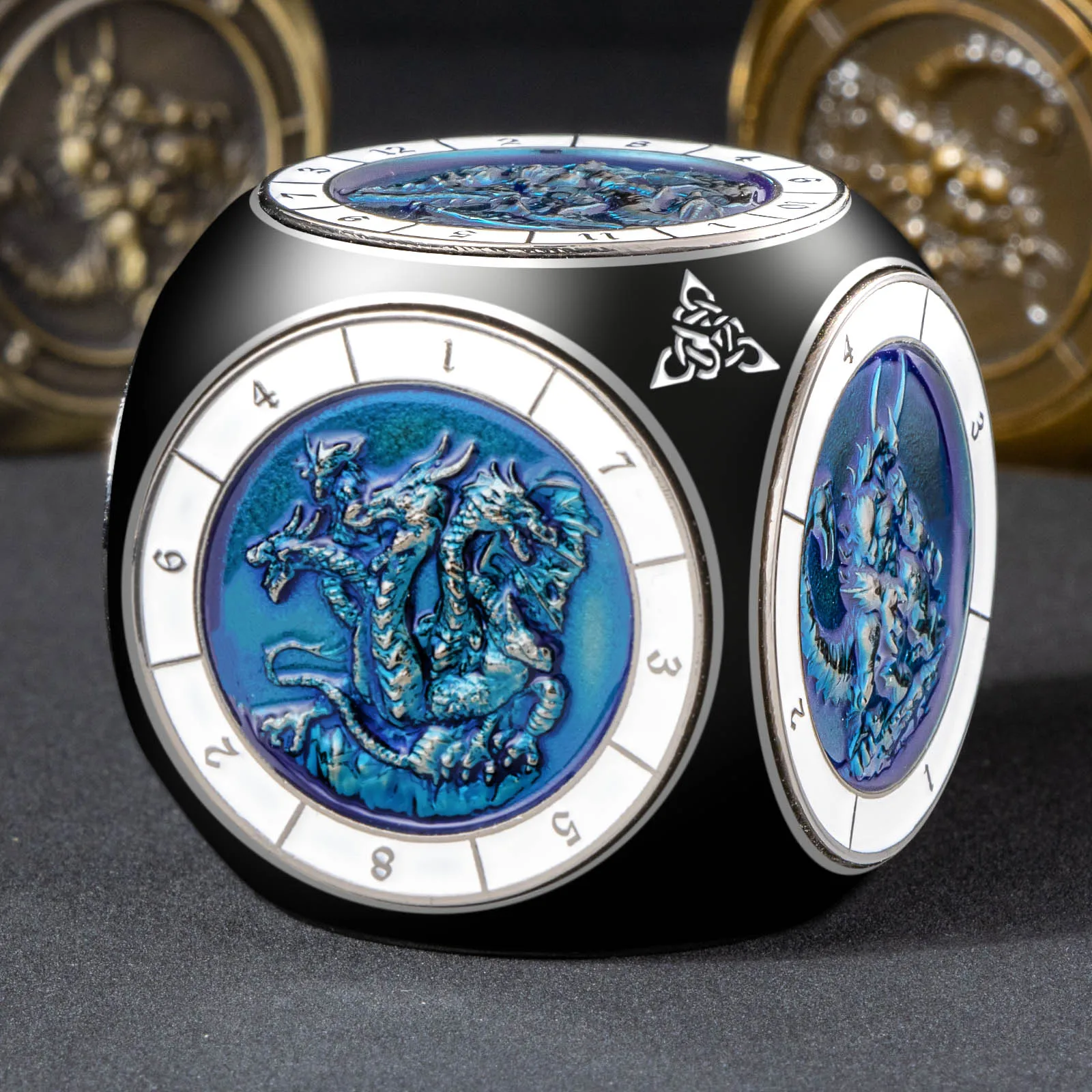 

DND 7 in 1 Spinner Dice for Dungeon and Dragon, 3D Relief Polyhedral Metal Dice Set with Box, RPG Role Playing Gaming D&D Dice