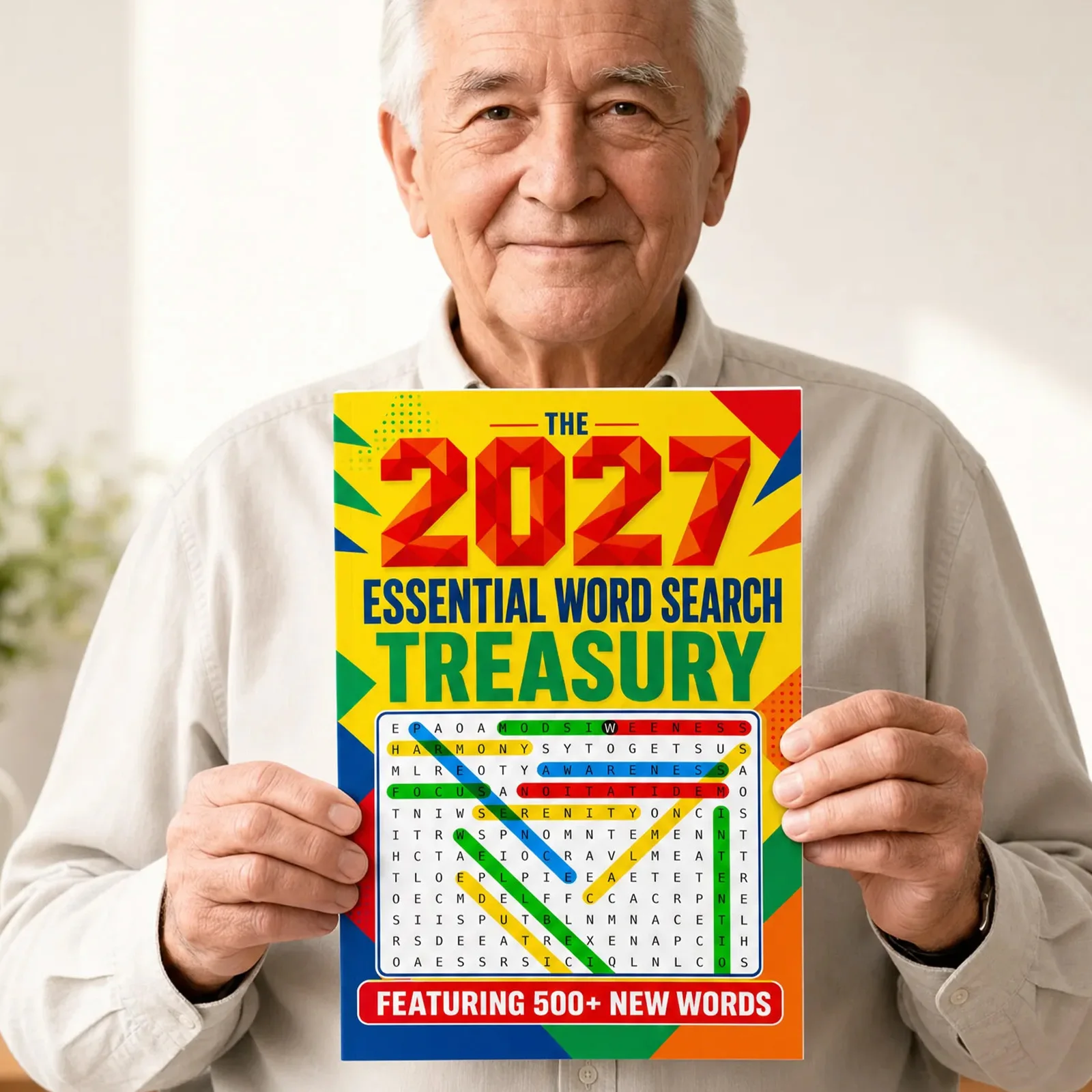 2027 Essential Word Search Treasury, Large Print Puzzle Book with 500+ New Words for Focus, Spelling, Memory and Relaxation