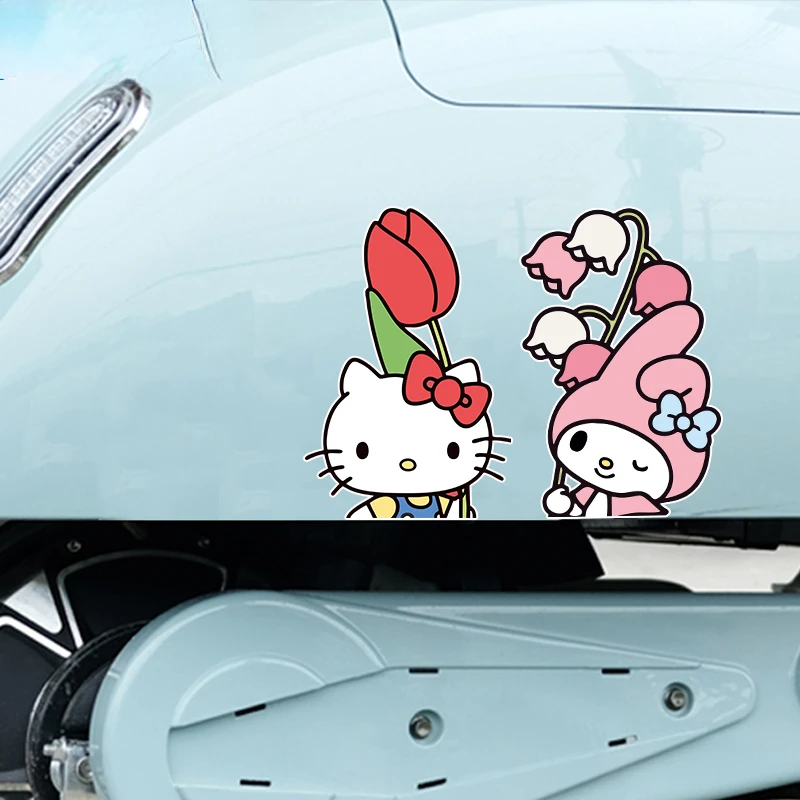 Sanrio Cute My Melody Hello Kitty Car Sticker Pompompurin Kuromi Kawaii Body Decoration Sticker Kids Toy Birthday Gift