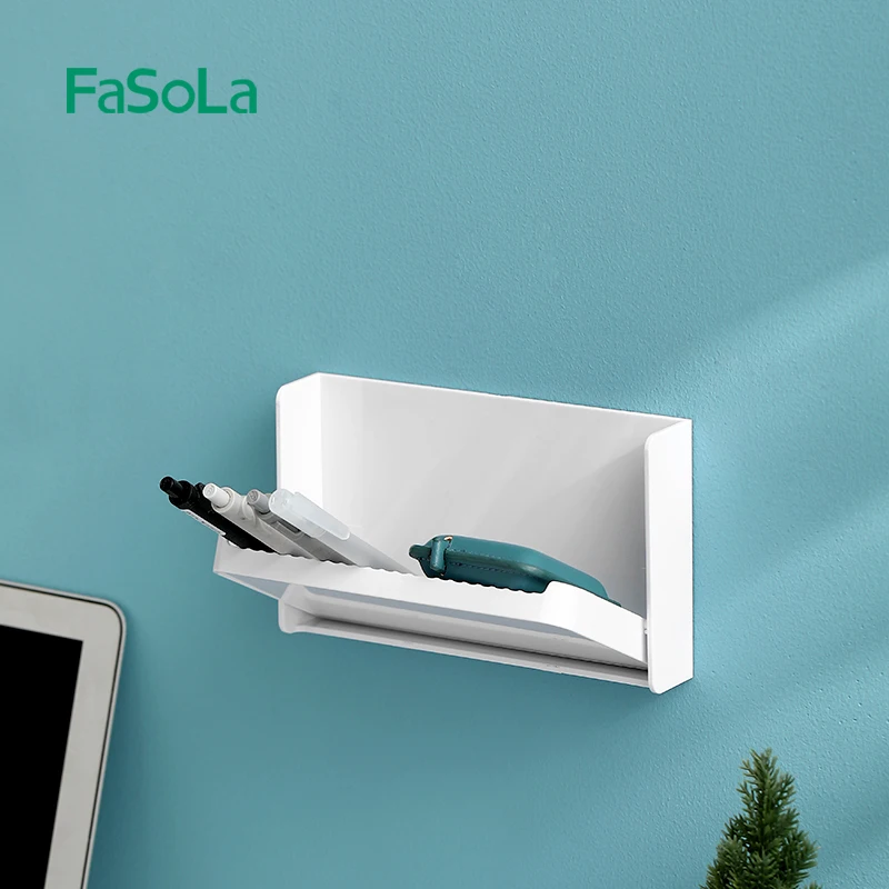 FaSoLa Floating Shelf For Wall Foldable Bathroom Organizer Shelf Wall Mount Shelf For Phone Remote Adhesive Folding Shelf