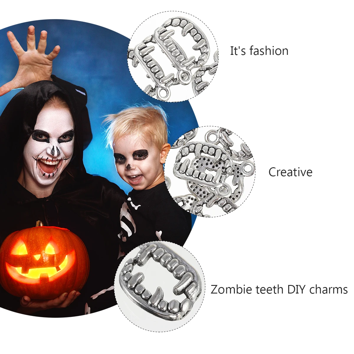 

80Pcs Pendant Accessories Halloween Zombie Teeth DIY Charms Jewelry Making Pendants Creative Bracelets Earrings Decoration