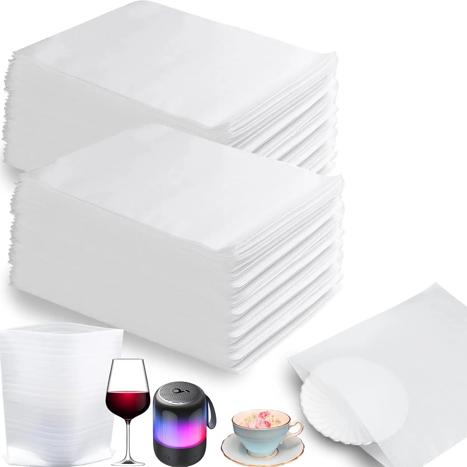 

100 Pack Foam Pouches 10x12, Cushion Wrap for Moving Fragile Items, Protect Mugs Glasses Dishes, Packing Supplies