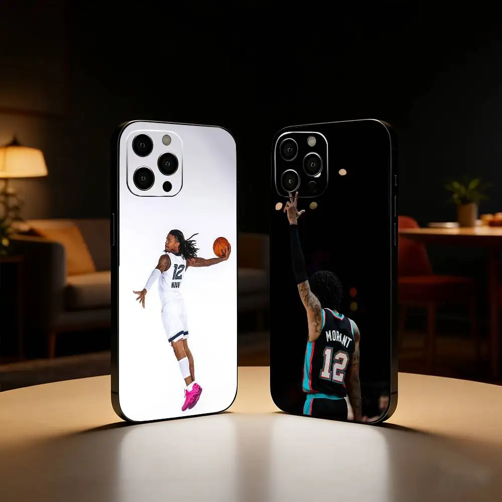 

Basketball Ja M-Morant 12 Phone Case For iPhone17,16,15,14,13,12 Plus,Max Soft Silicone Black Cover