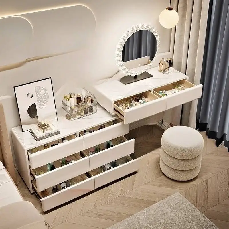 

Glossy Natural Makeup Vanity Desk Simple Hidden Modern Mirror Makeup Vanity Desk Black Vintage Kaptafel Bedroom Furniture