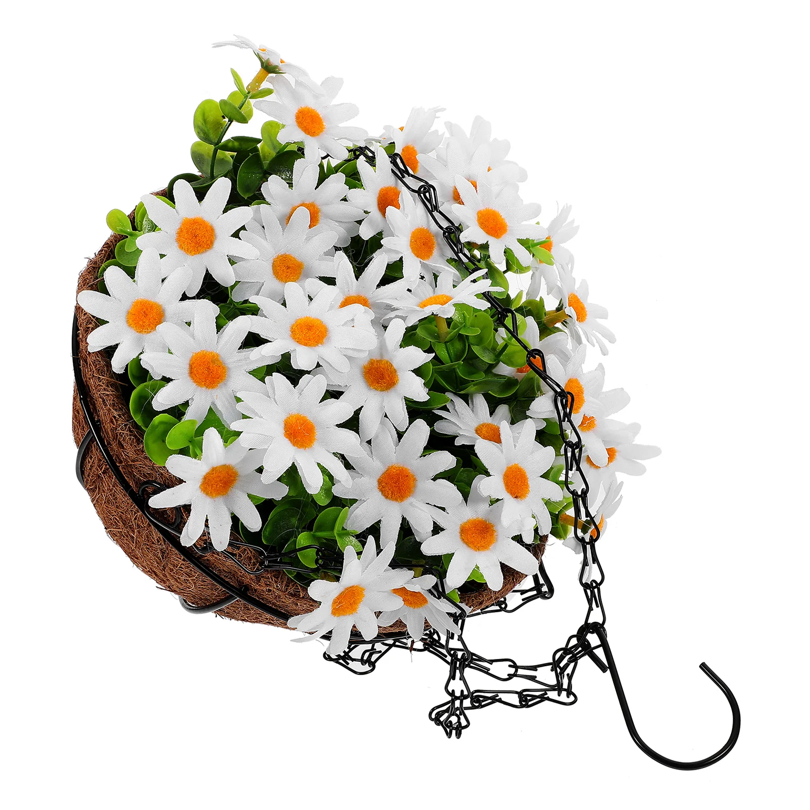 

Artificial Hanging Flower Baskets Garden Decor Coconut Lining Simulated Flowers for Fresh Chic Interior Style
