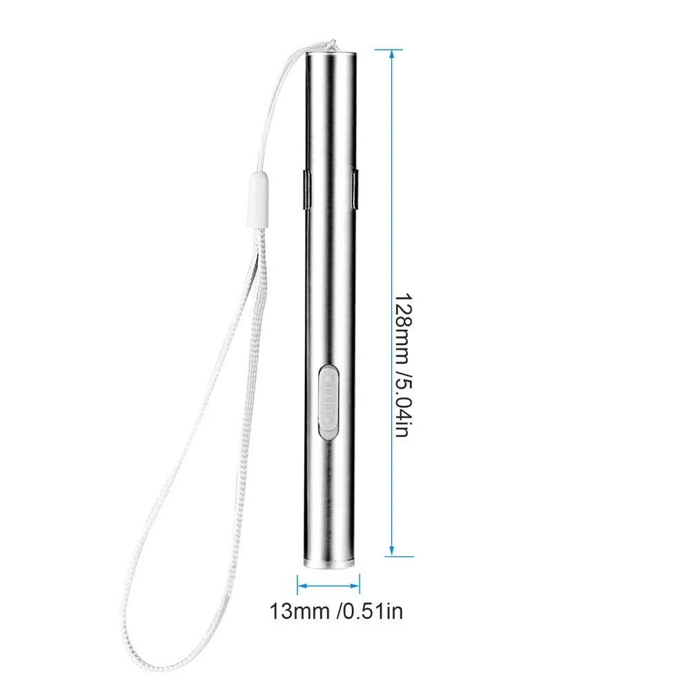 Mini Portable Medical Handy LED Pen Light Flashlight USB Rechargeable Energy-saving Hiking Torch with Stainless Steel Clip