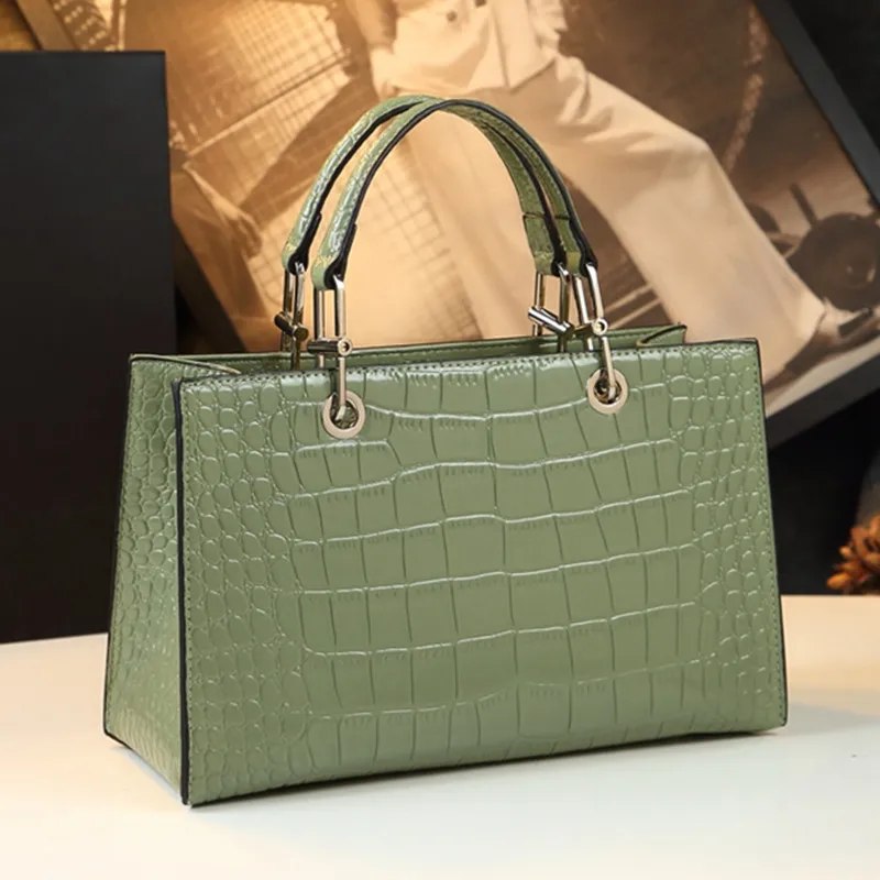 

Large Capacity Genuine Leather Women's Bag 2023 New Ladies Handbags Dinner Shoulder Bag Mother Crocodile Pattern Crossbady Bags