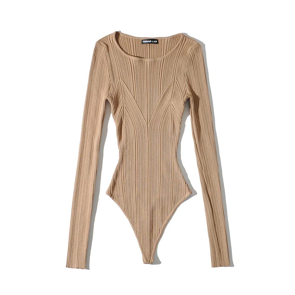 Summer outfits for women 2024 knitted bodysuit black one pieces long sleeve top knit button up orange bodysuit bodycon o neck