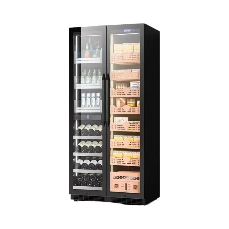 Airo Three-Temperature Controlled 545L Stainless Steel Wine Cabinet Dual Glass Door Display Wine Cooler Refrigerator