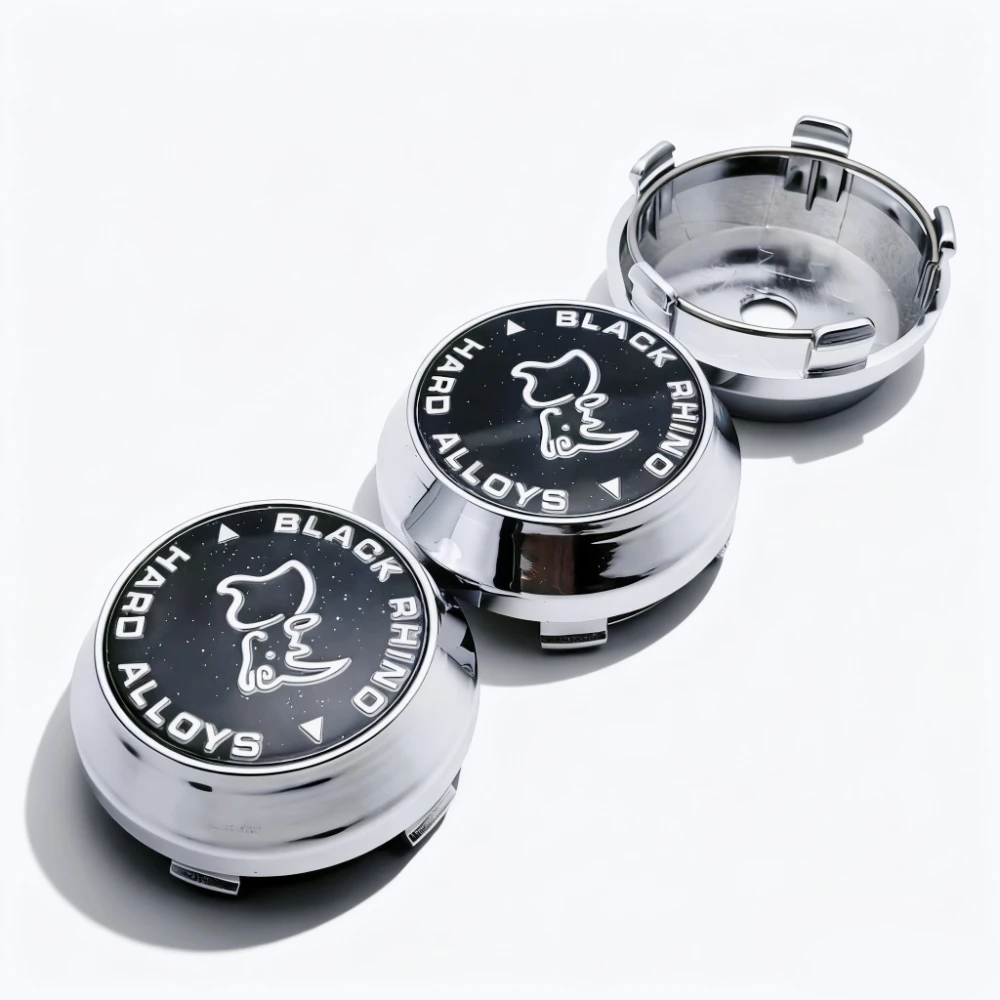 4 stücke Schwarz Rhino Logo Emblem Auto Rad Mitte Kappen 60 MM 56 MM Räder Nabe Hohe Kappe Felge Radkappen staub Abdeckung Ersetzen Auto Zubehör
