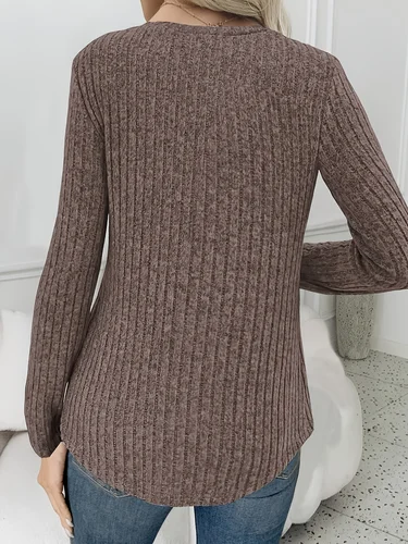 Imagen 2 del producto Camiseta informal elegante para mujer, camiseta holgada a la moda, camiseta de manga larga con temperamento para mujer, fin de semana de vacaciones