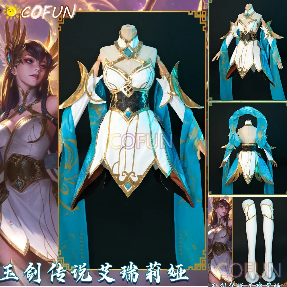 COFUN Game LOL Irelia Cosplay Costume Divine Sword Irelia The Blade Dancer Halloween Outfits Women Anime Clothing Dress Wig