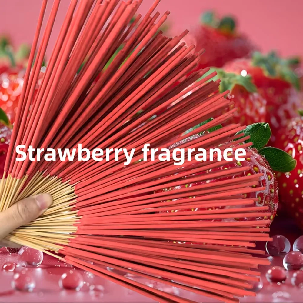 Palo de aromaterapia de fresa con aceite de limón y aromaterapia de larga duración, tiempo de combustión de 45 minutos, disponible en paquetes de 60/140/290/590/1590, aromaterapia de madera natural, adecuado para acampar, jardines y uso al aire libre, purificación de aire, perfecto para decoraciones de Halloween, Navidad y Acción de Gracias