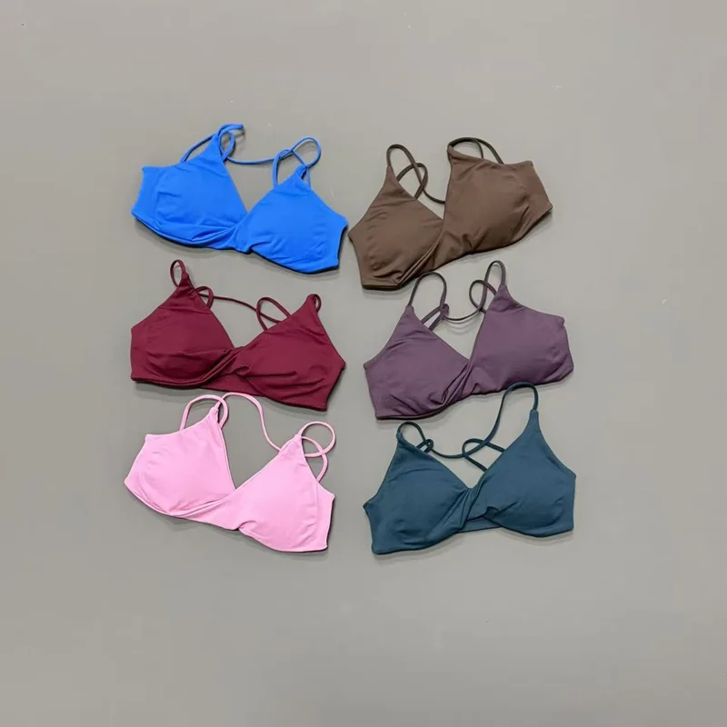 Women Yoga Bra Seamless Removable Padded Push Up Criss Cross Backless Sports Bra Quick Dry Breathable Gym Fitness Workout Wear