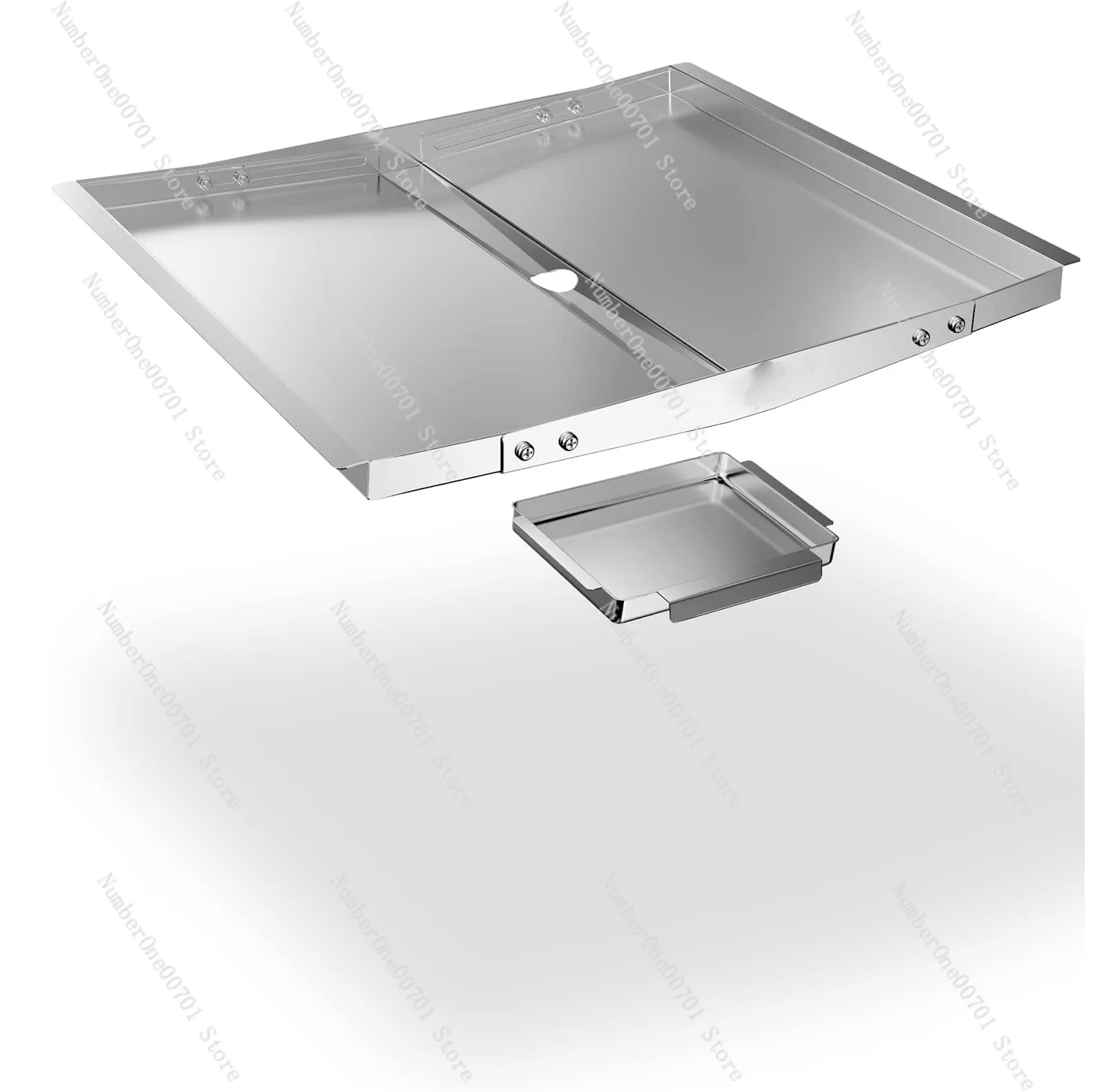 430 Stainless Steel Adjustable BBQ Grease Drip Pan, Universal Oil Drain Tray for Grilling & Roasting