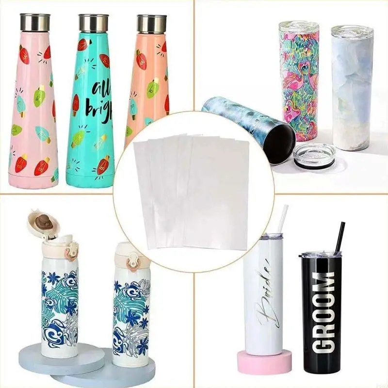 F68D Set of 100 White Sublimation Shrink Wrap for Tumbler Mugs Cups and More Cup Gift Easy to Use Water Bottle Convenient