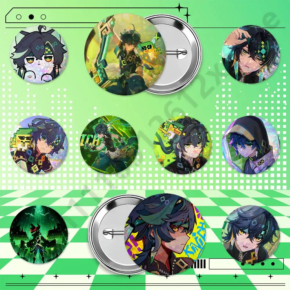 Kinich Genshin Impact Custom Round Metal Button Badge Pins 25/32/44/58/75mm for Clothes Bags Hats Backpacks