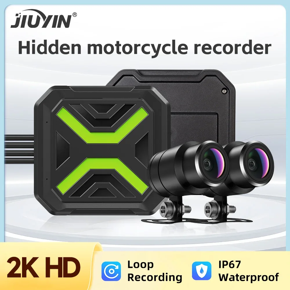 JIUYIN Dual Motorcycle DVR 1080P/2K Action Camera Recorder Front and Rear Waterproof Camera WiFi Night Vision Motorbike Dash Cam