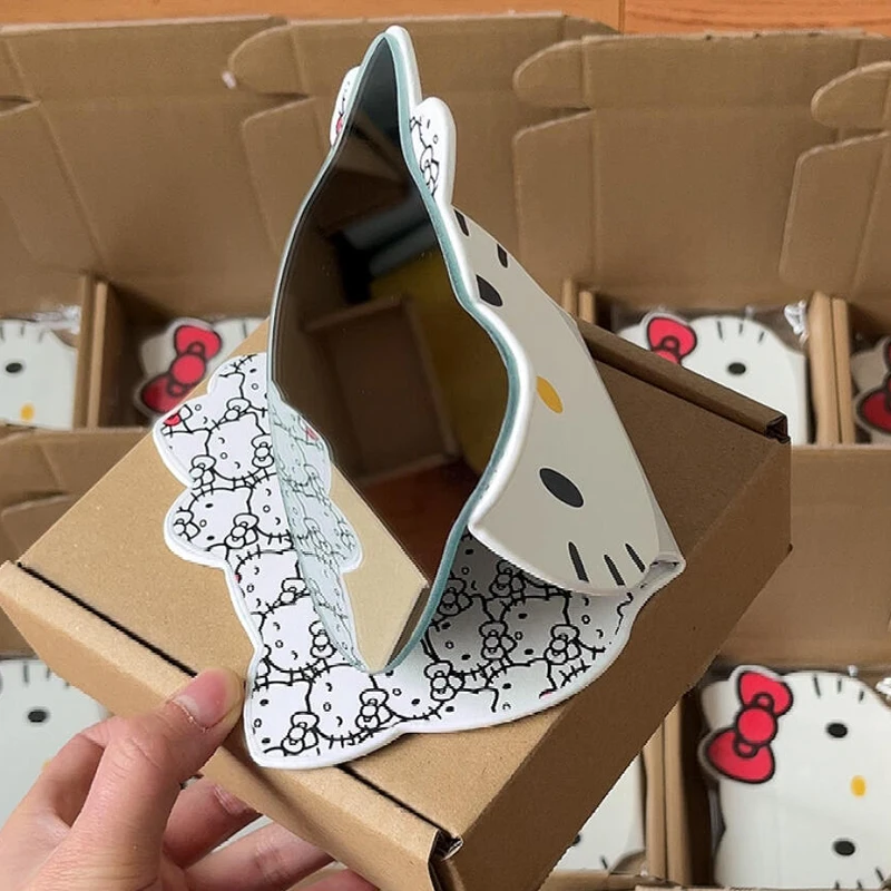 

Kawaii Hello Kitty Folding Mirror Cute Desktop Alien Makeup Mirror Bedroom Student Dormitory Portable Gift For Girls Women Bags