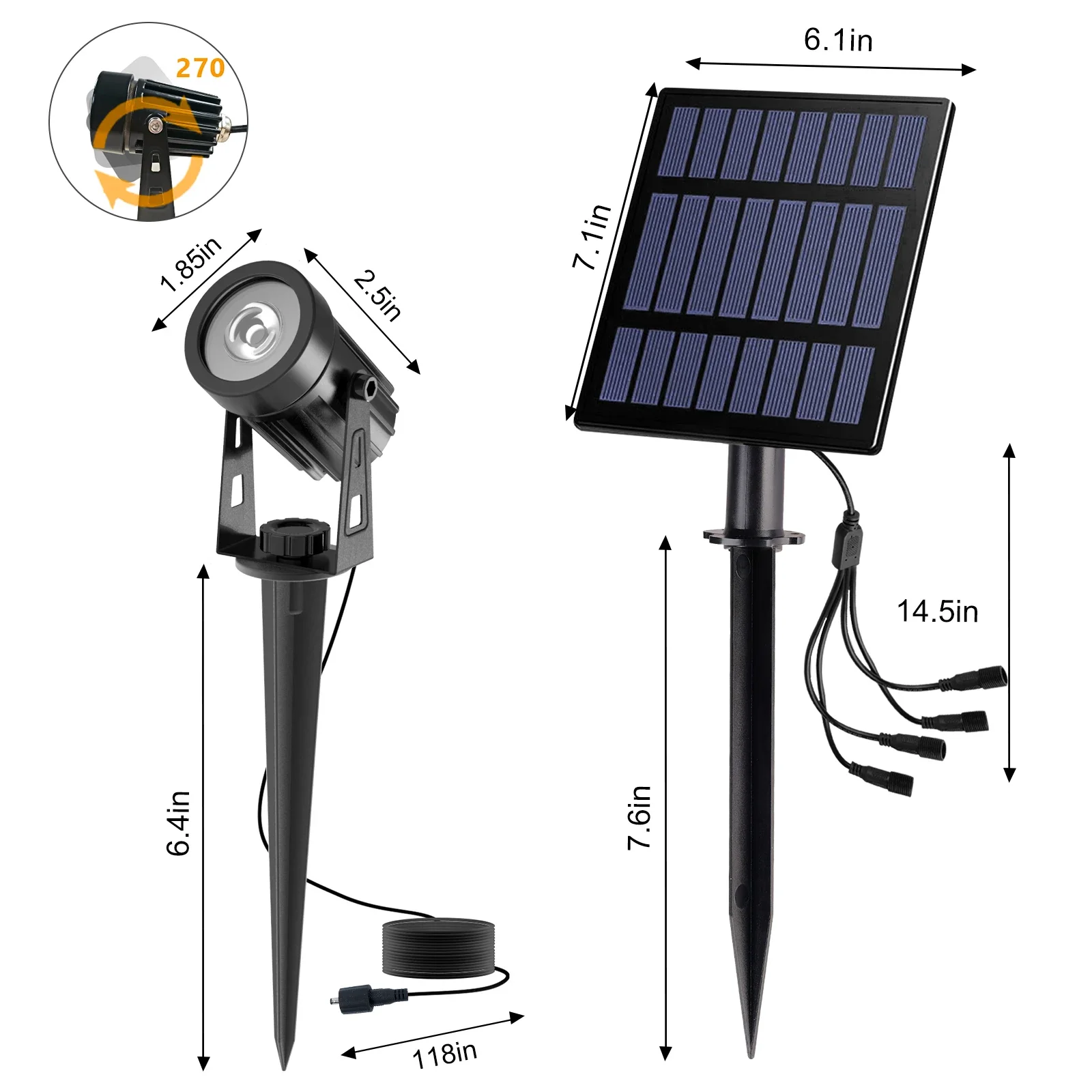 3000K Solar LED Light Outdoor Waterproof Solar Spotlight Garden Lamps Solar Power Wall Light