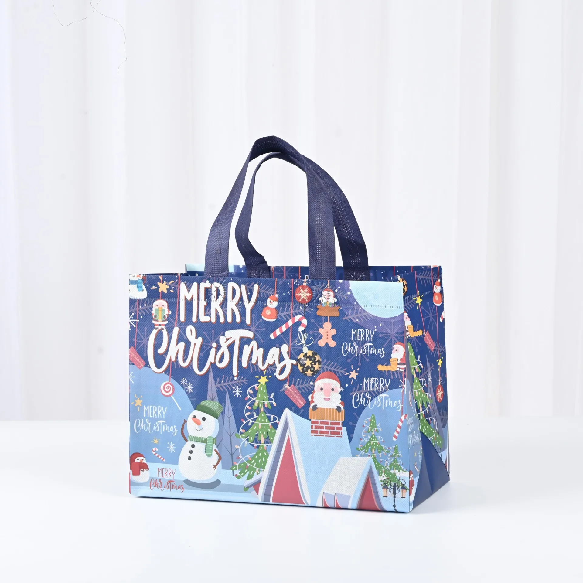 Sacchetto regalo di natale in tessuto Non tessuto cartone animato pupazzo di neve babbo natale imballaggio borsa Tote per decorazioni natalizie forniture confezione regalo di caramelle