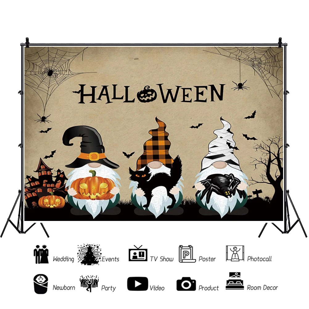 ハロウィーンのテーマの背景の装飾ドアの楕円形の戦闘川城子供赤ちゃん誕生日パーティーポートレート写真背景スタジオ