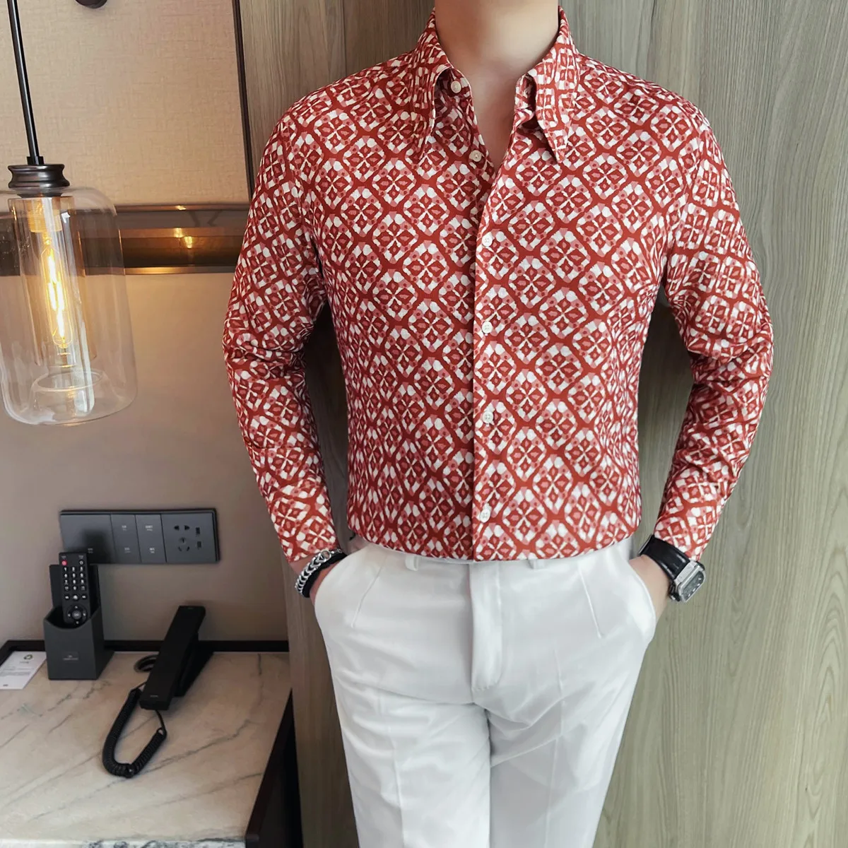 

Brand Spring Summer Floral Shirt Men Fashion Slim Fit Long Sleeve Casual Shirts High End Versatile Business Social Shirt 2025