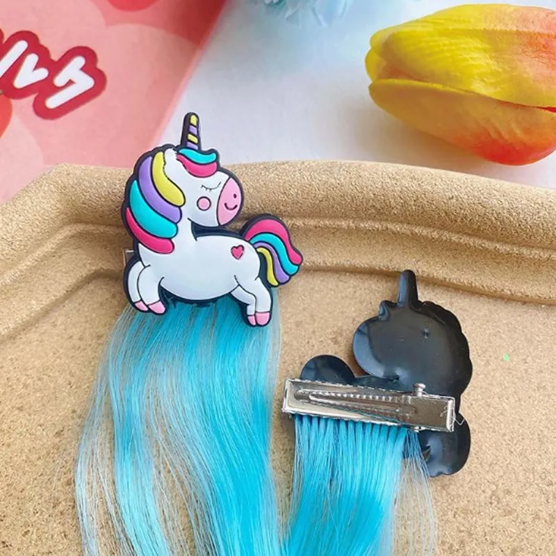 Unicorn Cartoon Hairpin Child Twist Hair Clip Simple Barrette Cute Girls Hair Rope Accessories Kids Wig Rope Hair Head Wear