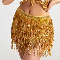 Belly Dance Layer Tassel Sequins Belts ChainSkirt Party Club Indian Latin Hula Dancer Dress Performance Hip Waist Scarf Costume