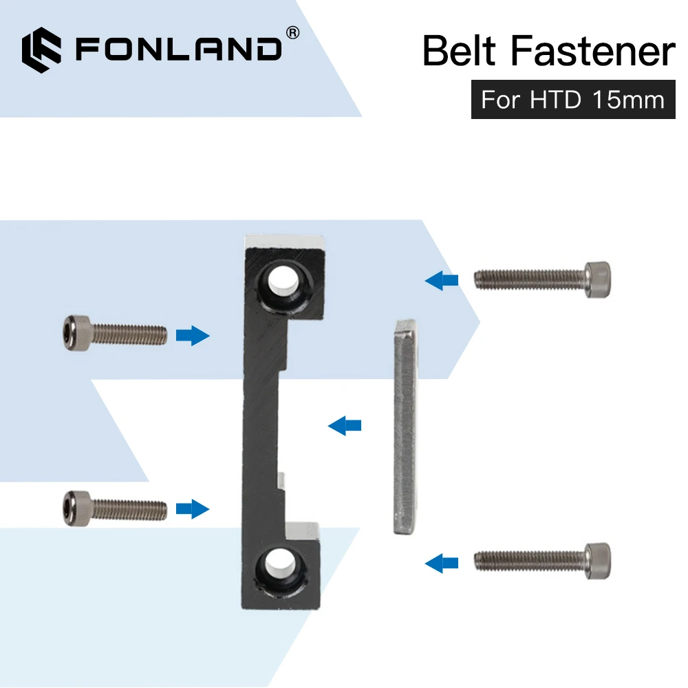 Fonland Belt Fastener For Width 15MM Open Ended Timing Belt Transmission Belts For X/Y Axis Hardware Tools Machine Parts