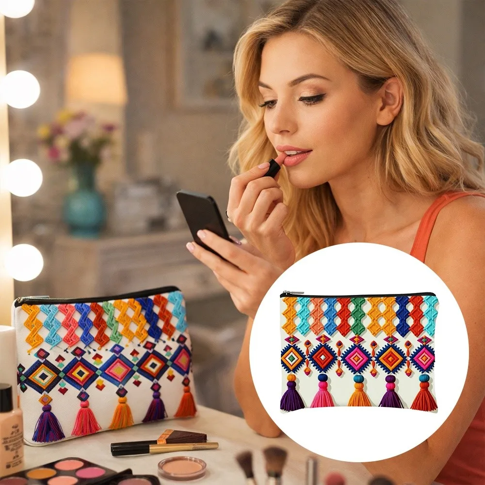 Durable Bohemian Makeup Bag Storage Portable Cosmetic Pouch Large Capacity Soft Storage Bag Girls