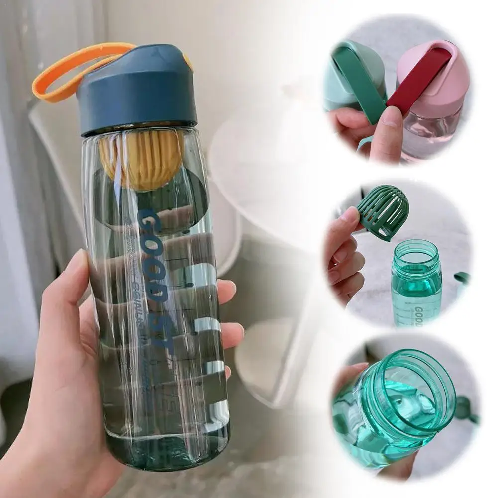 Leak proof Portable Water Bottle with Tea Filter 550/650/750ml Plastic Gym Outdoor Drinkware Sports Jugs Cup Reusable Filter Cup