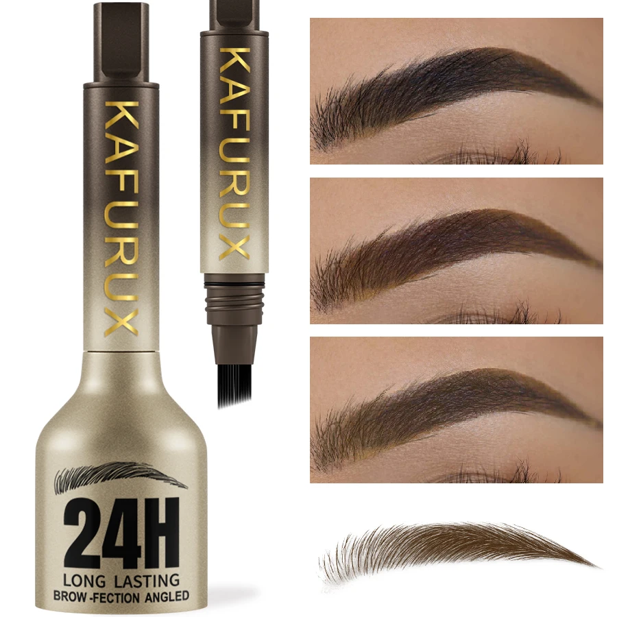 Lápis de sobrancelha selvagem de 3 cores, pincel quadrado angular, veludo 3d, creme de tintura de sobrancelha, anti-manchas, à prova d'água, caneta de matiz de sobrancelha, maquiagem para os olhos, 1 peça