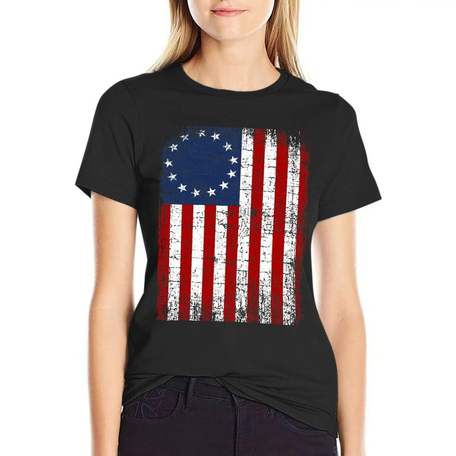 

USA 13 Star 1776 Flag T-Shirt Aesthetic clothing female summer clothes t-shirt dress for Women plus size sexy