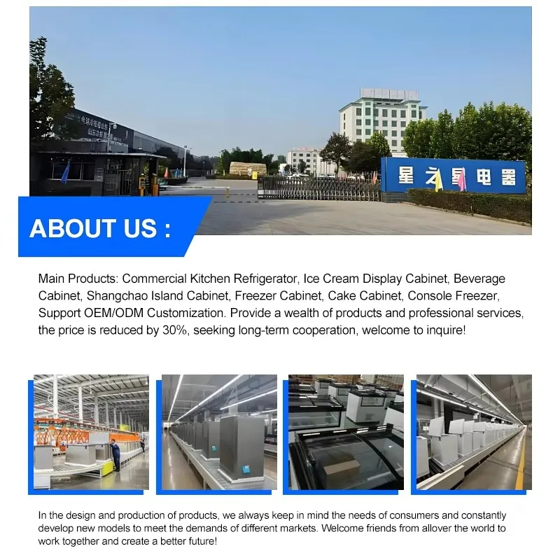 Wholesale Customized  Single-Temperature Direct Cooling Transparent Visual Ice Cream Cabinet