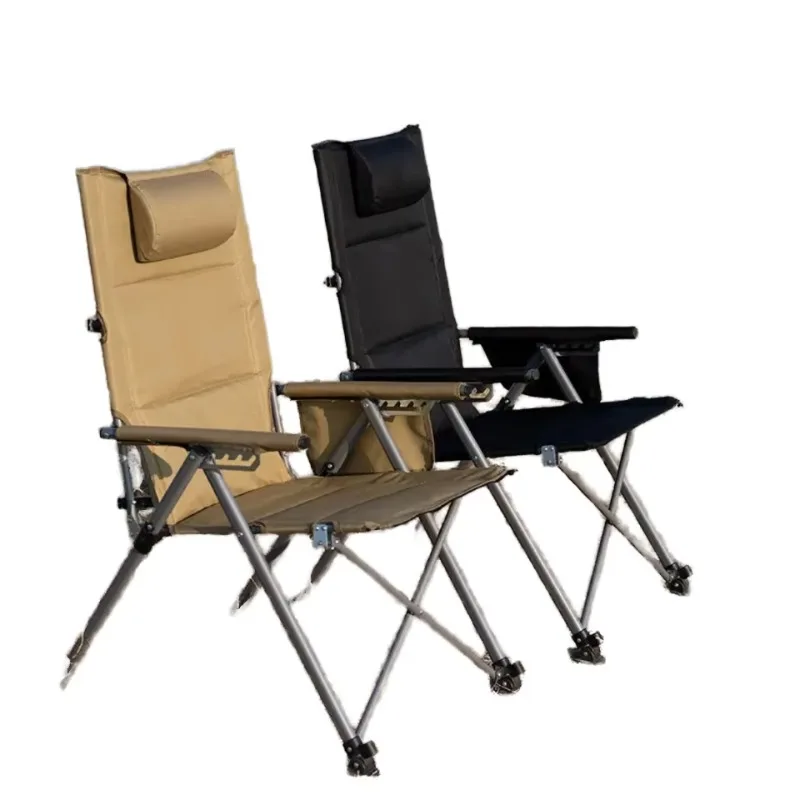 

Modern Outdoor Adjustable Camping Chair Foldable Beach Lounger with Foot Stool Iron Fishing Chair