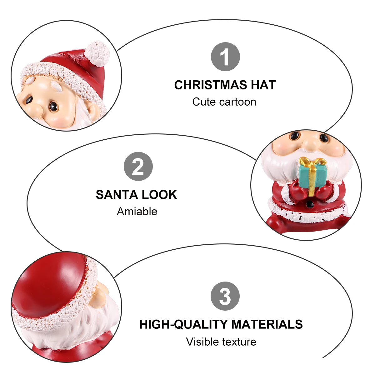 

2 pcs Santa Ornament Durable Resin Mini Decor Christmas Gift Idea Christmas Mini Ornament Garden Statue Sculpture