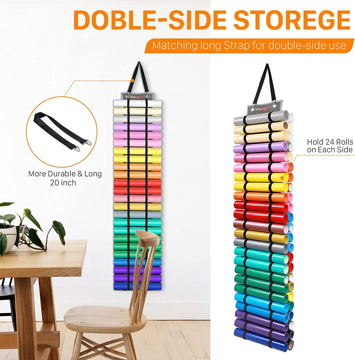 48Grid Vinyl Rolls Storage Holder Hanging Bag Vinyl Storage Rack Craft Vinyls Organizer Pocket Wall Mount Over The Door