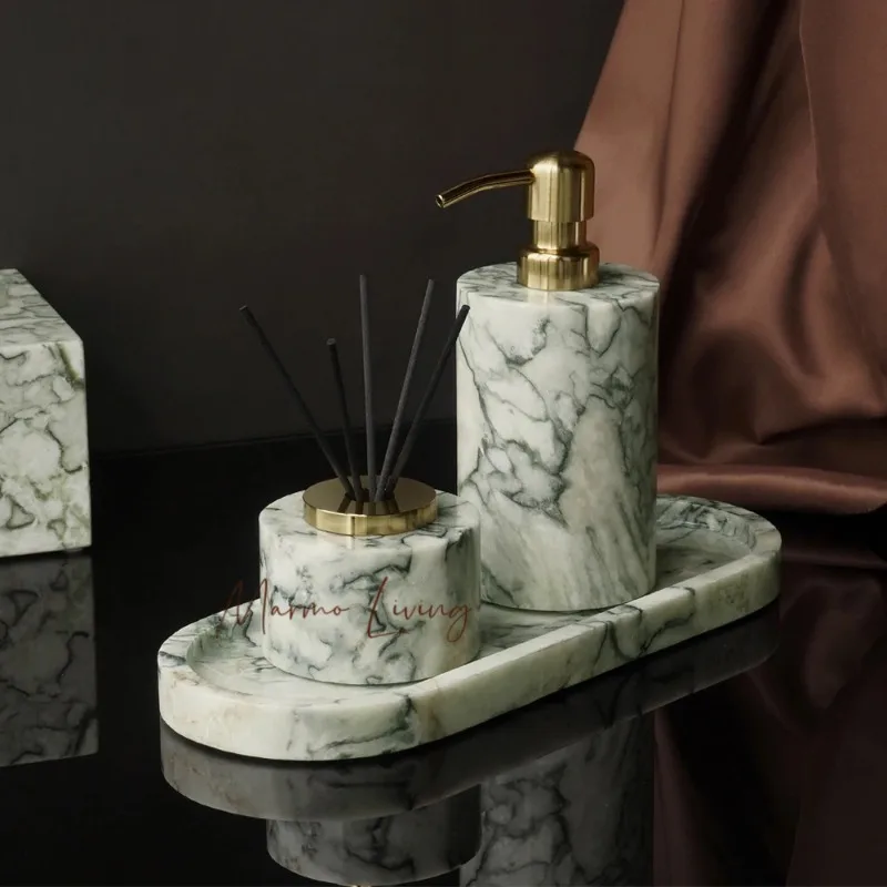 

Холодный изумруд, натуральный мрамор, набор для ванной комнаты, роскошное каменное мыло, ватные тампоны, банка, тростниковый диффузор, туалетный столик, набор аксессуаров для ванной комнаты