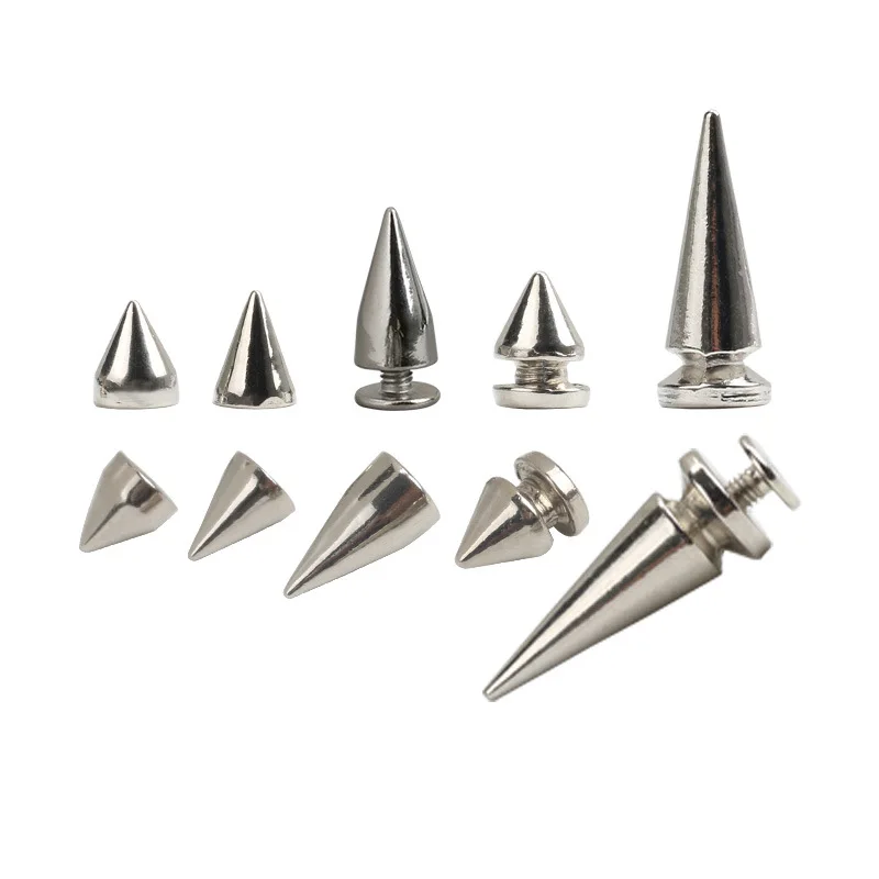 Punk Cone Spikes Nail Studs Gold Silver Metal Rivet Nail Charms for Acrylic Nails Alloy Studs for Nails Cool Girl Nail Designs