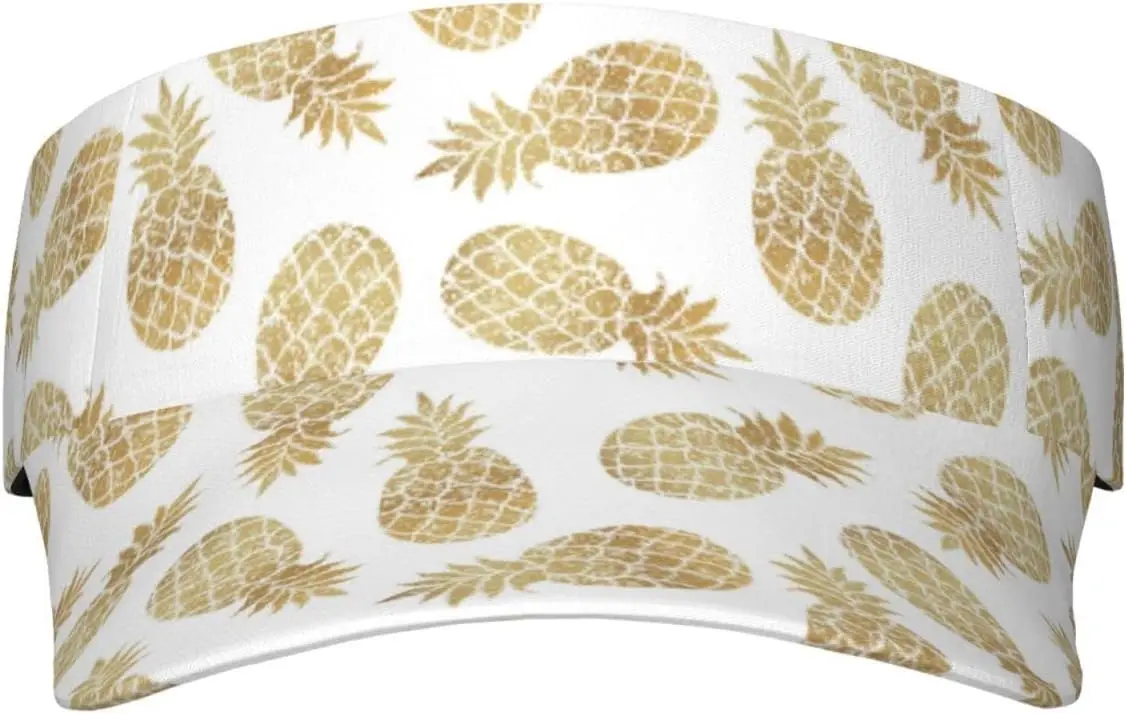 Golden Pineapple Pattern Sunscreen Visor Hats for Women & Men, Sport Empty Top Baseball Sun Cap, Tennis Visor, Golf Visor