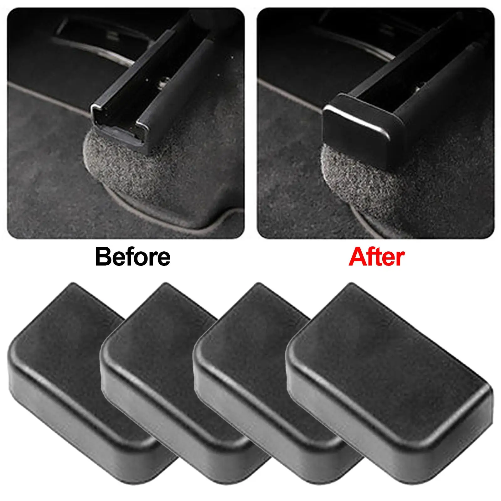 4Pcs Rear Seat Accessories Scratch-Resistance ABS Plastic Auto Slide Rail Plugs Protection Anti-Kick for Tesla Model 3 Model Y