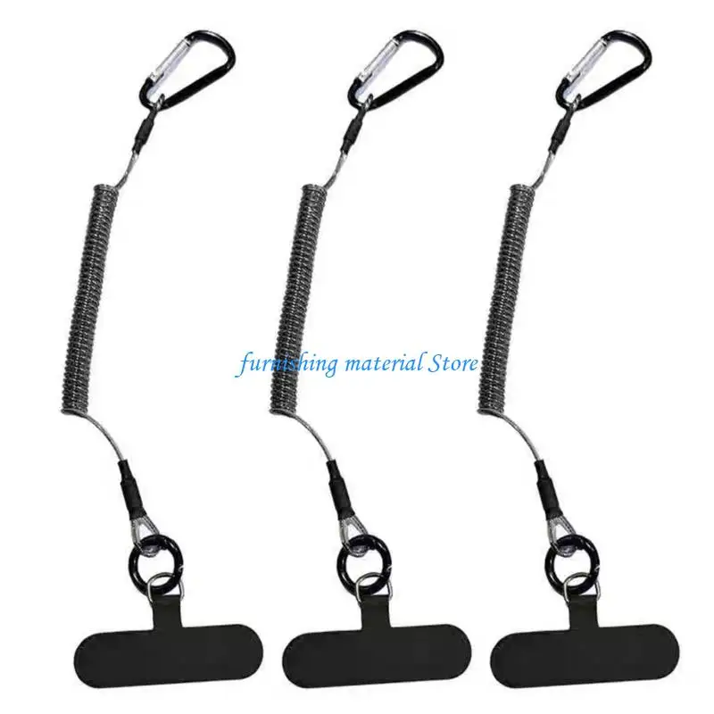 Y5GD Carabiner Phone Holder Retractable Spring Cord Pull Phone Tether With Antislip Clip and Locking Carabiner